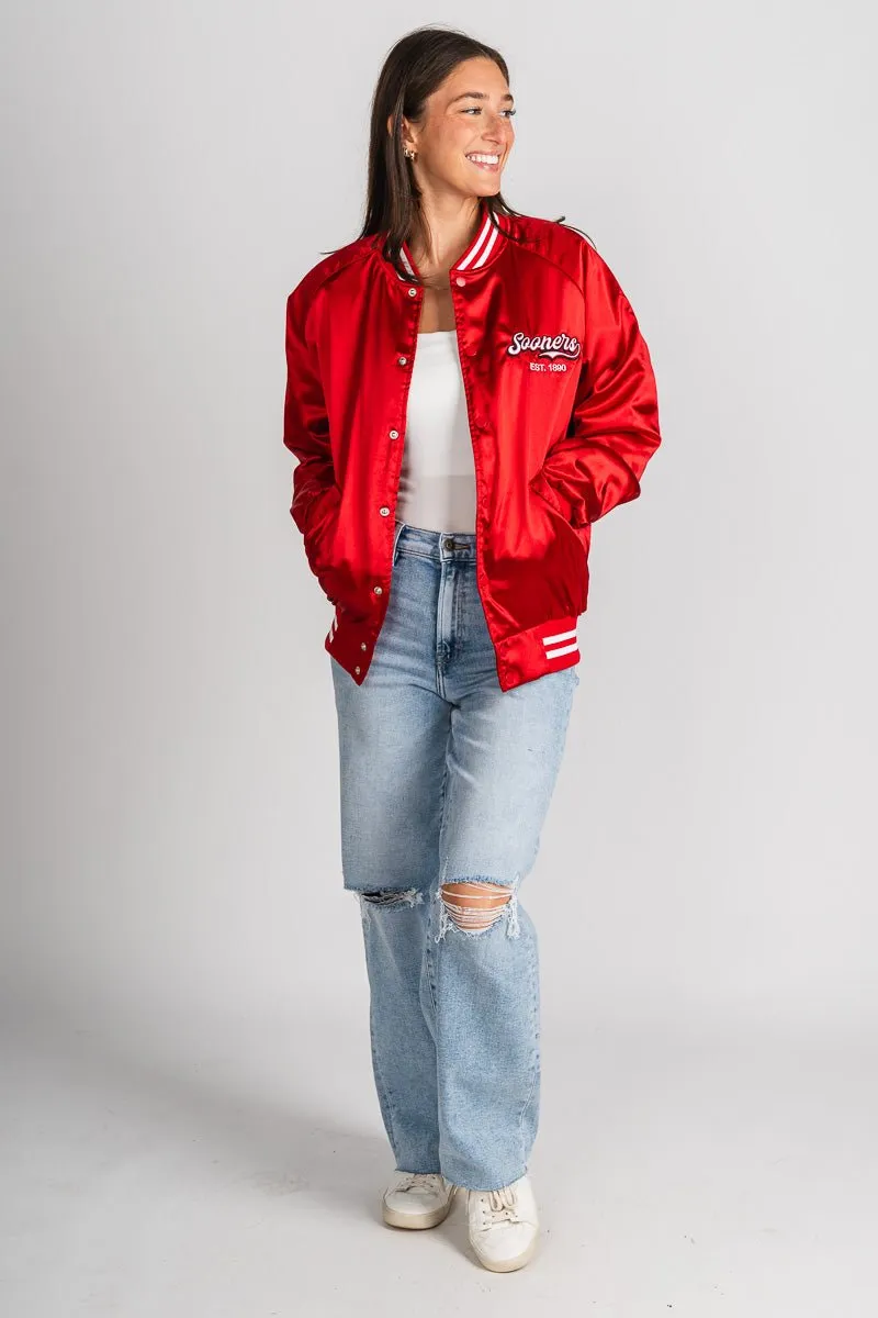 OU Sooners embroidered varsity jacket red