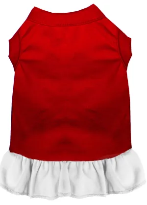 Plain Pet Dress Red With White Med