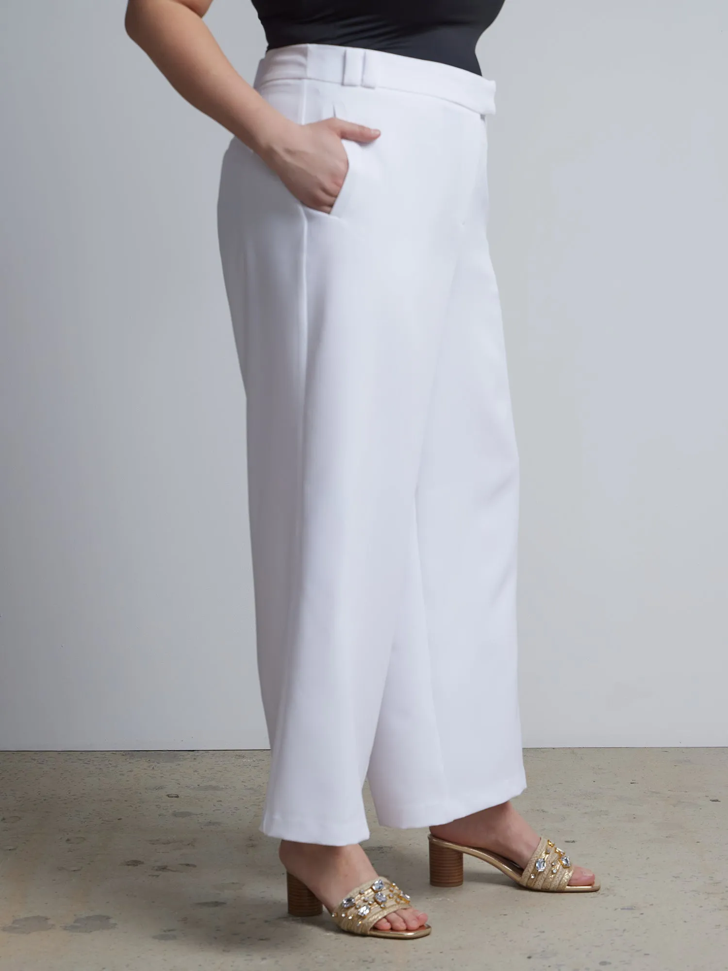 Plus Wide Leg High Rise Pants