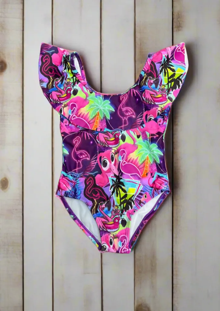 "Neon Flamingo" One-Piece swimsuit