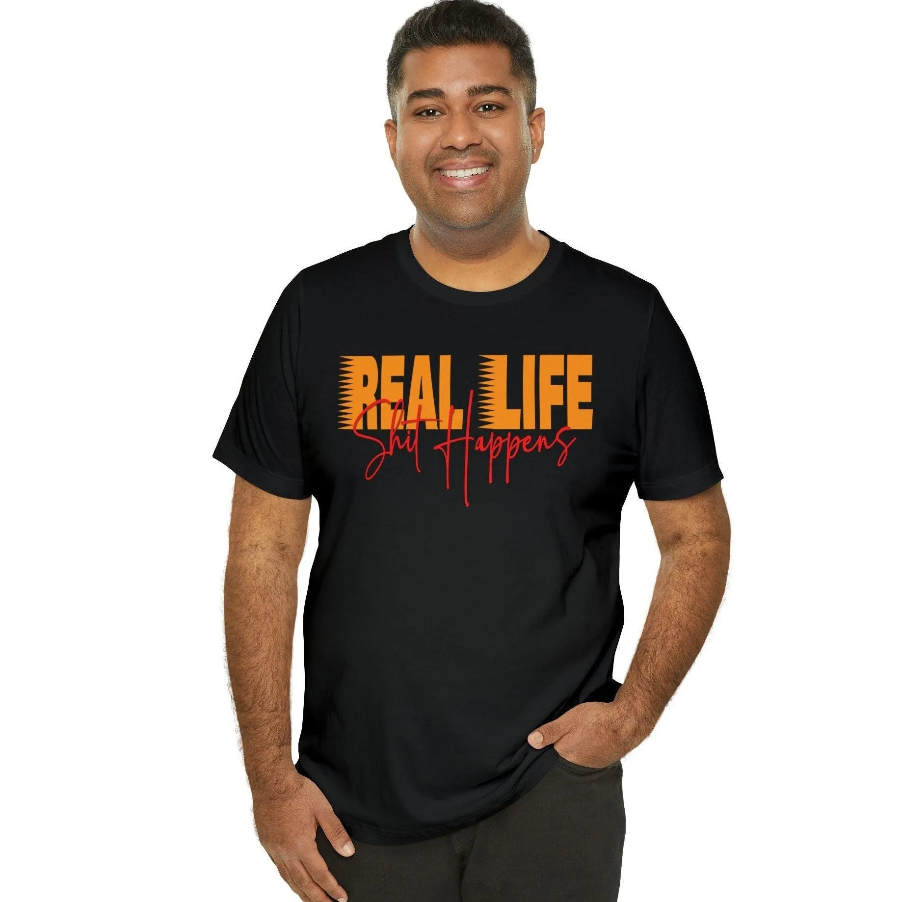 Real Life T-shirt Happens Inspirational t shirt women Trendy real life doll Colorful Lose fit dress