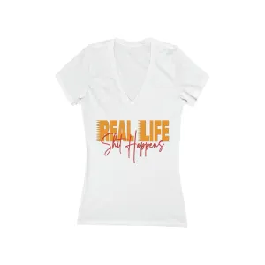 Real life T shirts Apparel Cute Lose Tops Graphic Lose fit t shirt Women Short Sleeve Deep V-Neck Tee