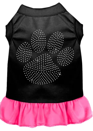 Rhinestone Clear Paw Dress Black With Bright Pink Xs