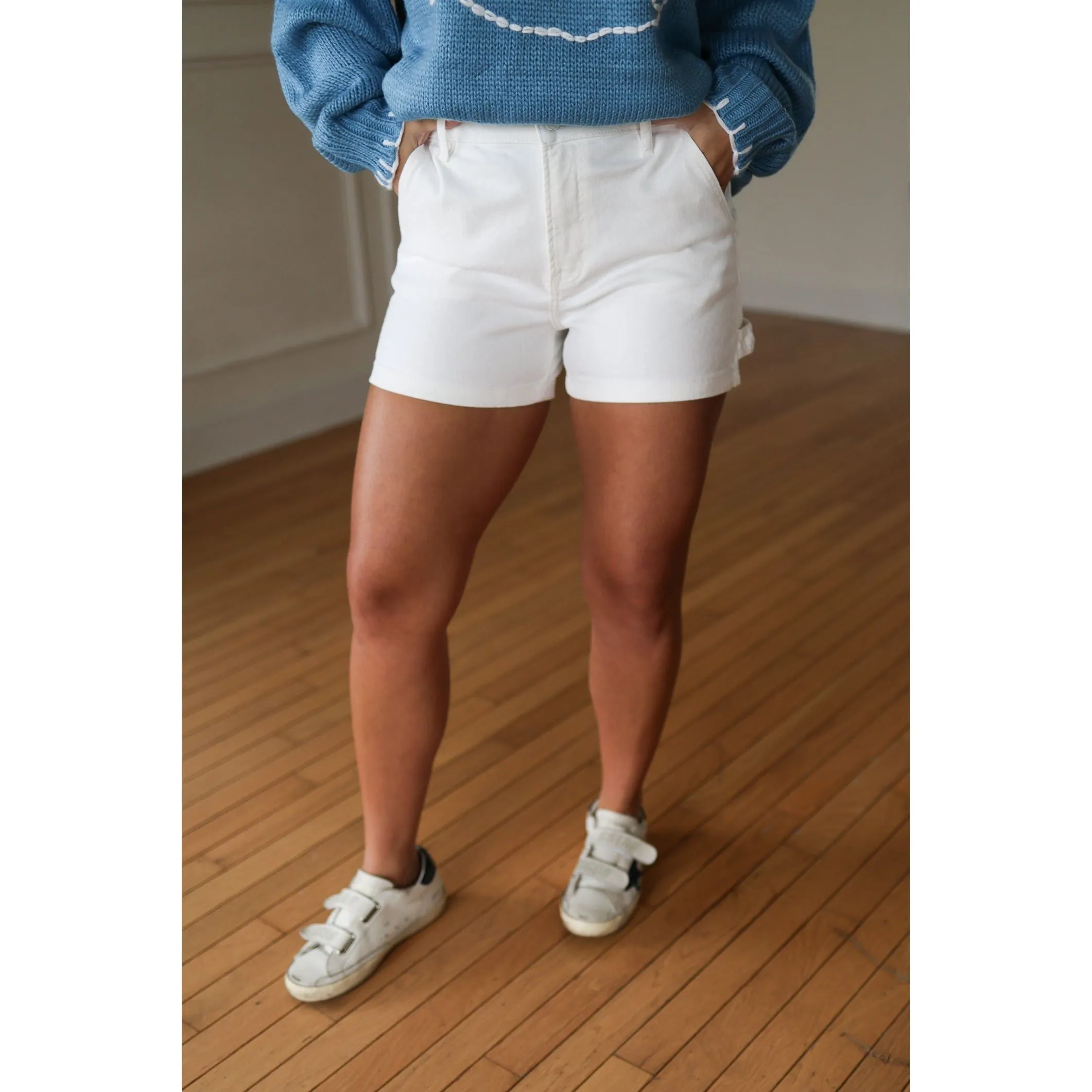 Risen Rachel High Rise White Shorts
