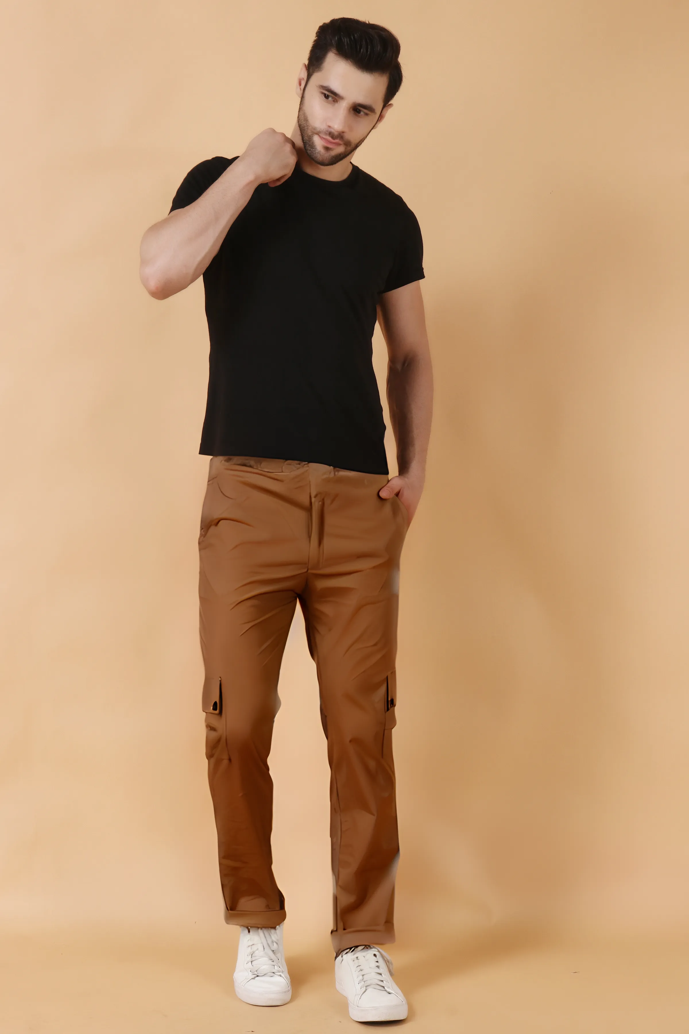 Rust Cotton Cargo Pants