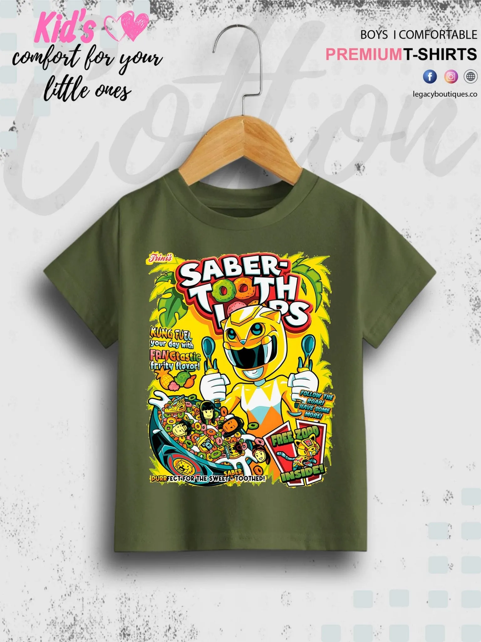 Saber Tooth Loops Printed 1 To 11 Year Kids Boys Summer Time T-Shirt In Lowest Price Only In Dhaka