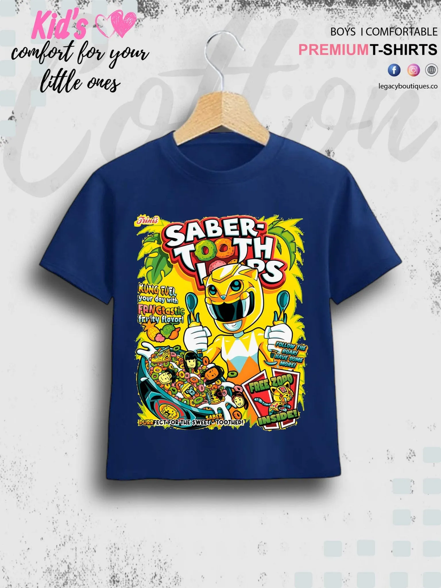 Saber Tooth Loops Printed 1 To 11 Year Kids Boys Summer Time T-Shirt In Lowest Price Only In Dhaka