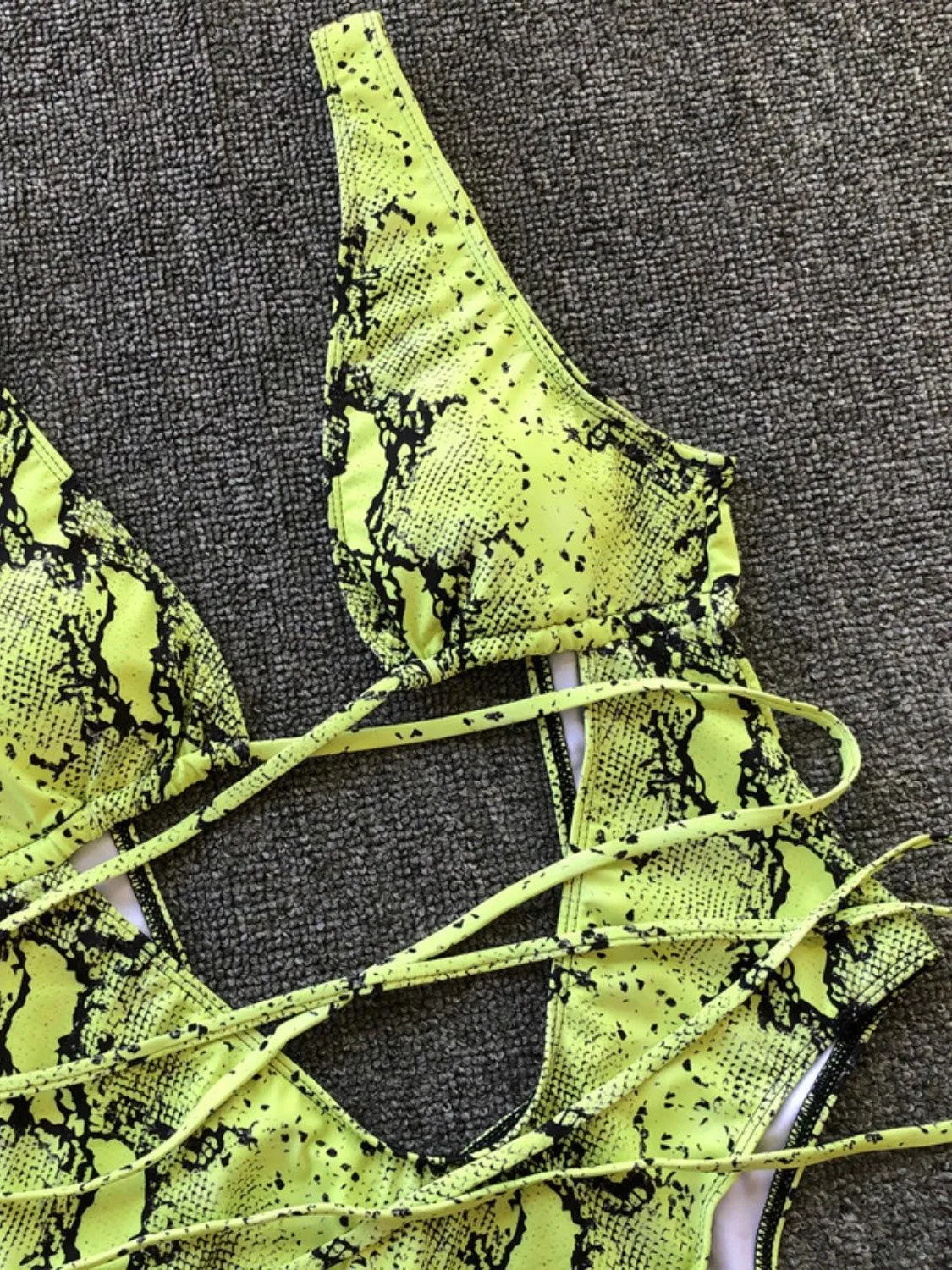Savage Lace Up Animal Print One Piece Swimsuit