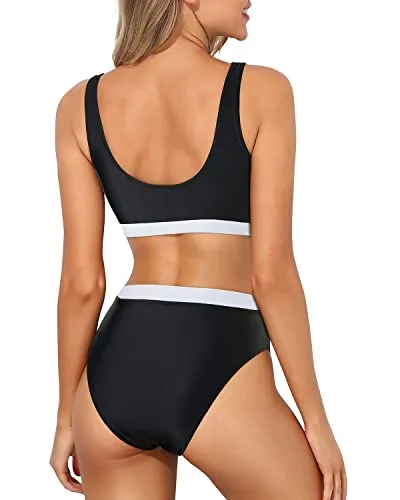 Scoop Neck Bikini Push Up closure Two Piece Swimsuit for Women