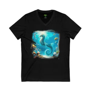 Sea Horse, Unisex Jersey Short Sleeve V-Neck Tee