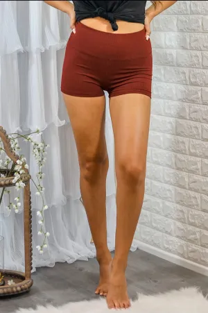 Shorty Shorts High Waisted Ribbed Shorts