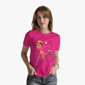 Smile Girl - Organic Cotton Round Neck Printed T-Shirt