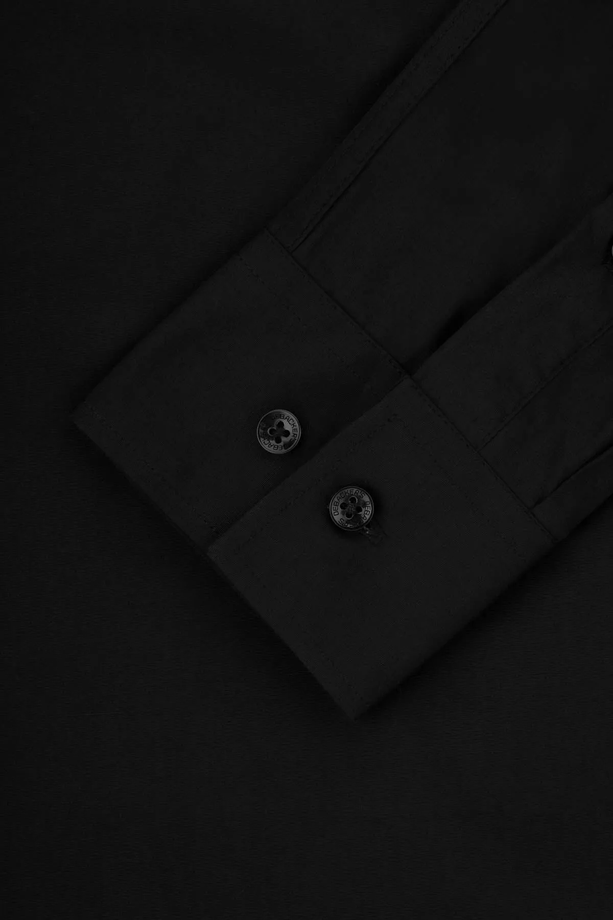 Solid Black Slim Dacron Classic Shirt