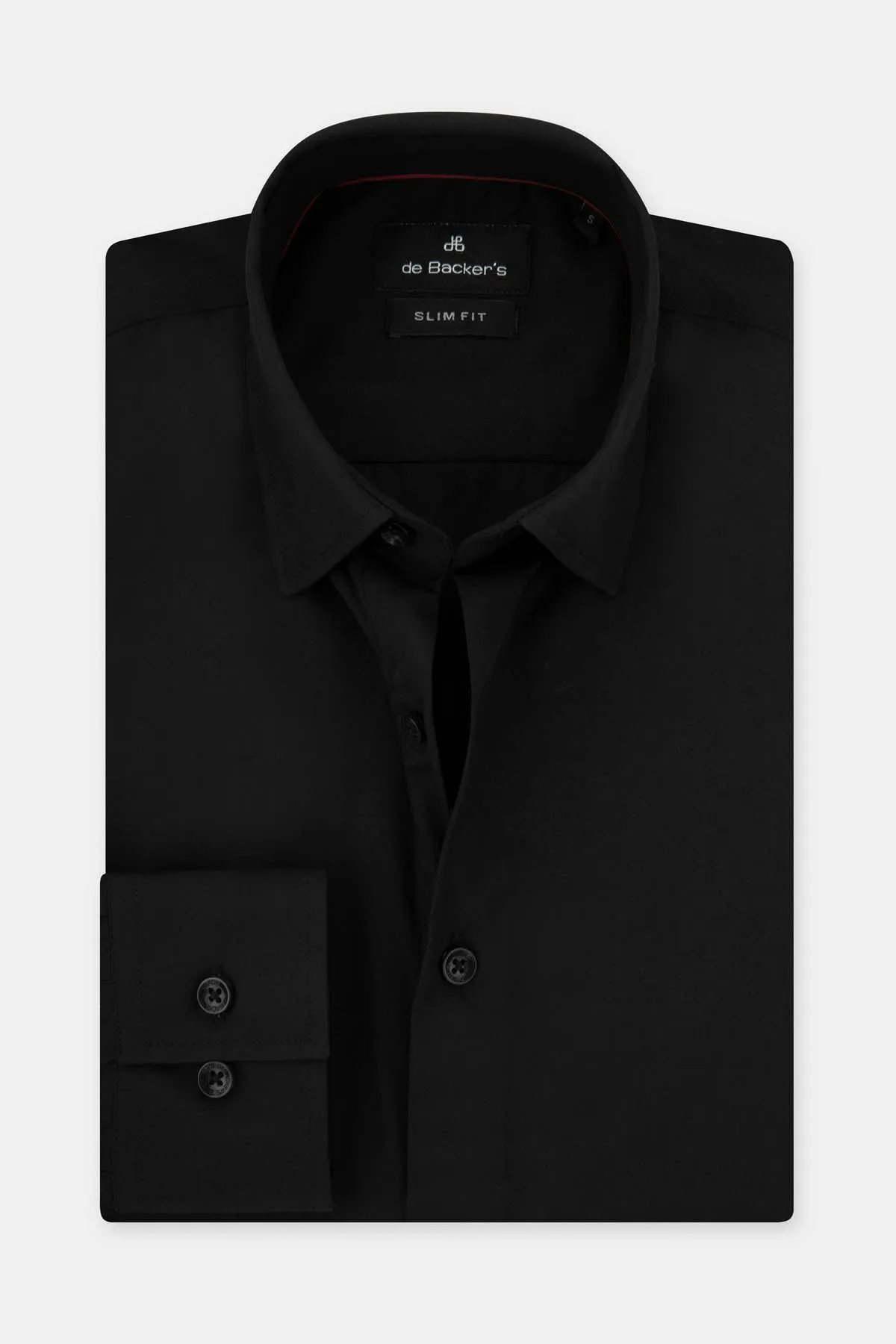 Solid Black Slim Dacron Classic Shirt