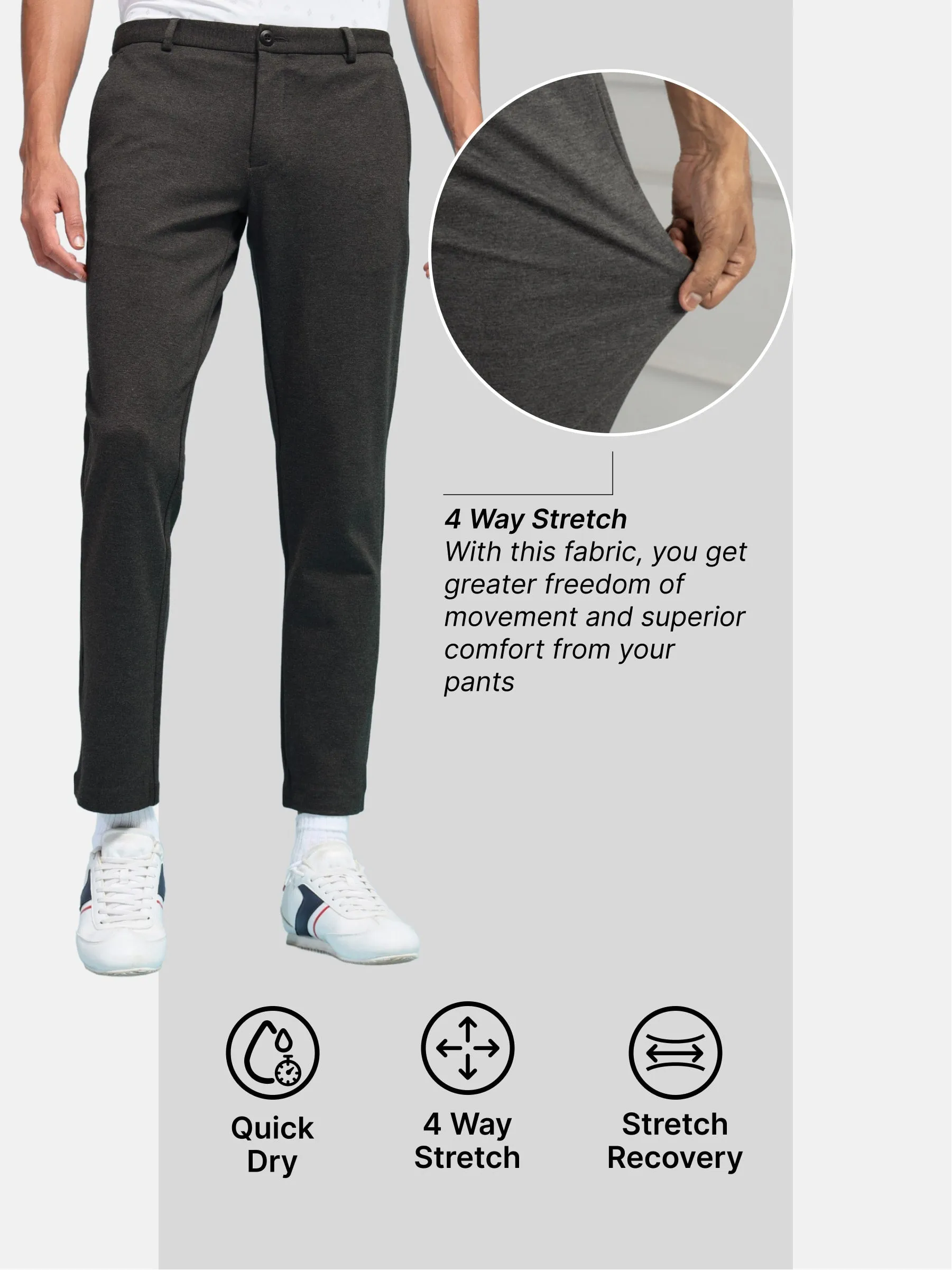 Textured 4 Way Stretch Pants with Reflective Detail
