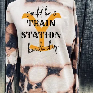 Train Station YS Custom Made Bleached Adult Sweatshirt