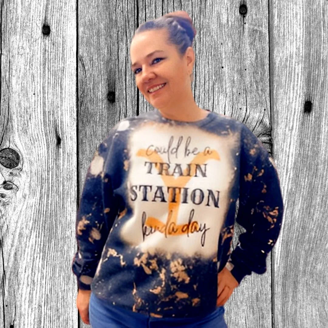 Train Station YS Custom Made Bleached Adult Sweatshirt