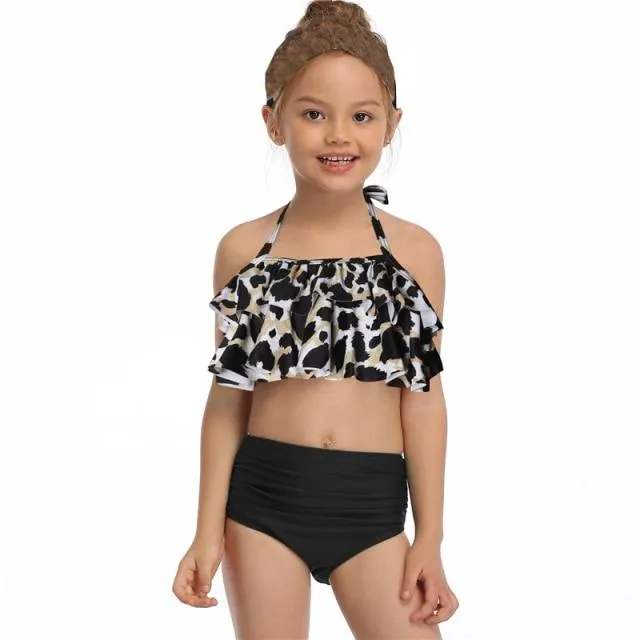 Trendy Girls Summer Floral Print Sleeveless Beachwear Two Pieces