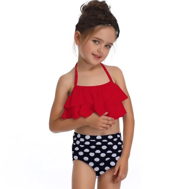 Trendy Girls Summer Floral Print Sleeveless Beachwear Two Pieces