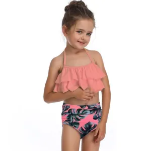Trendy Girls Summer Floral Print Sleeveless Beachwear Two Pieces