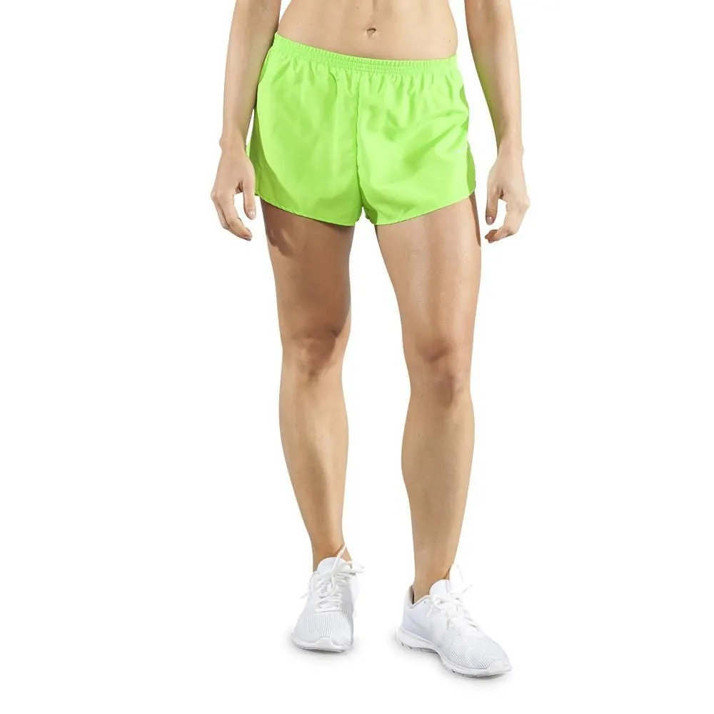 Women's Solid 1" Elite Split Shorts - Neon Lime