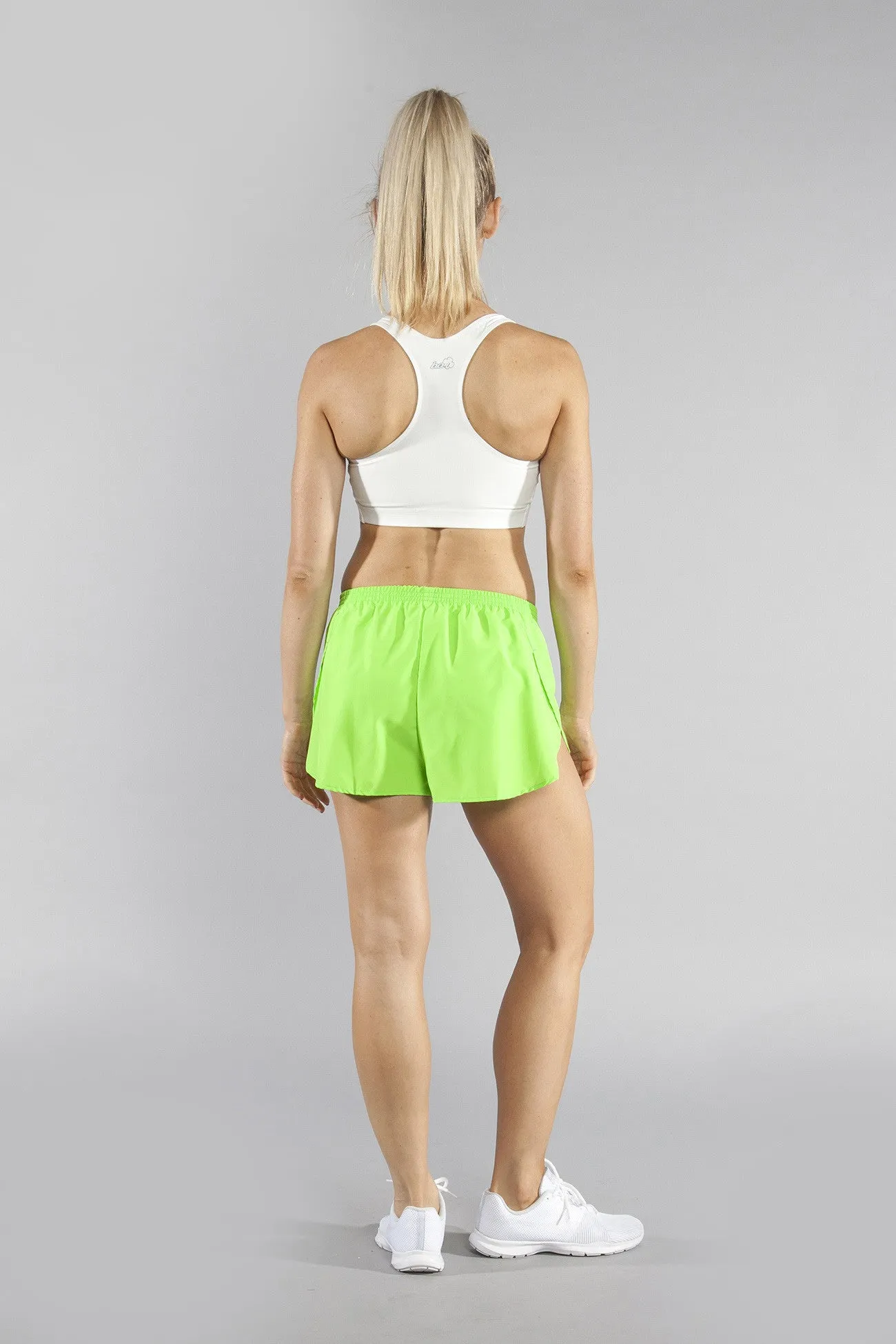 Women's Solid 1" Elite Split Shorts - Neon Lime