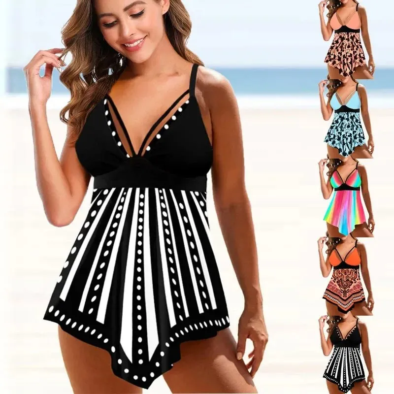 Women's Stylish Tankini Set - Trendy Print, Flattering Fit