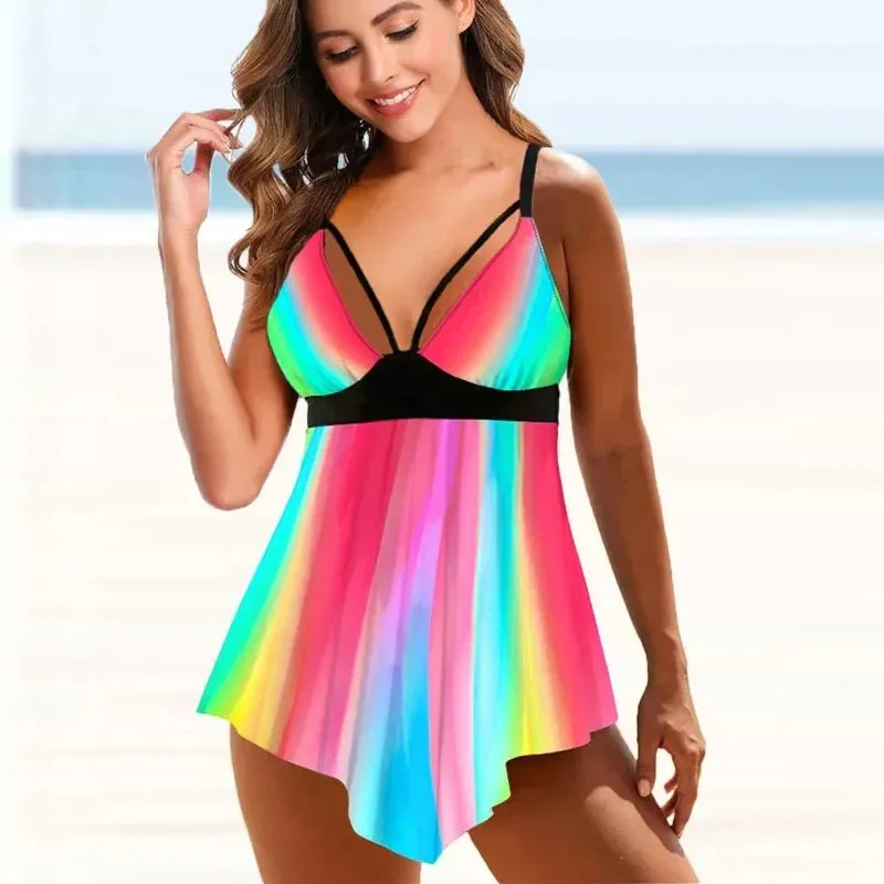 Women's Stylish Tankini Set - Trendy Print, Flattering Fit