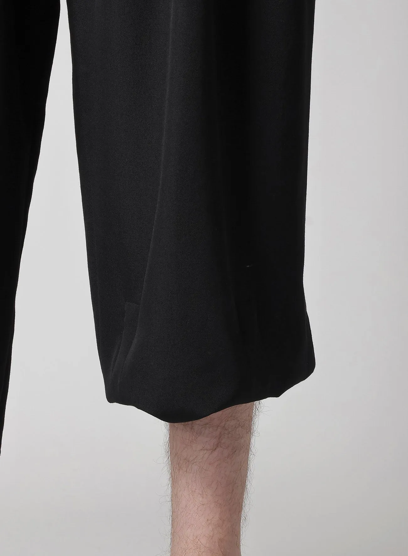 WOOL GABARDINE TAB DETAIL WIDE PANTS