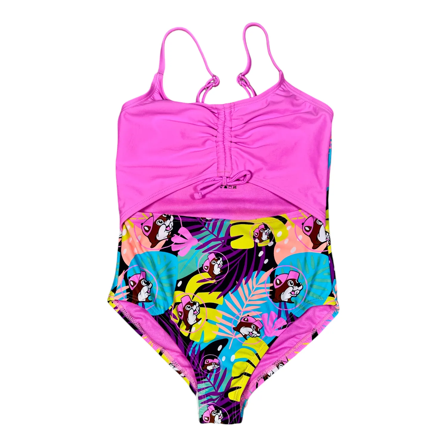 Youth Girls One-Piece Cutout Swimsuit – Tropical