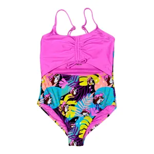 Youth Girls One-Piece Cutout Swimsuit – Tropical