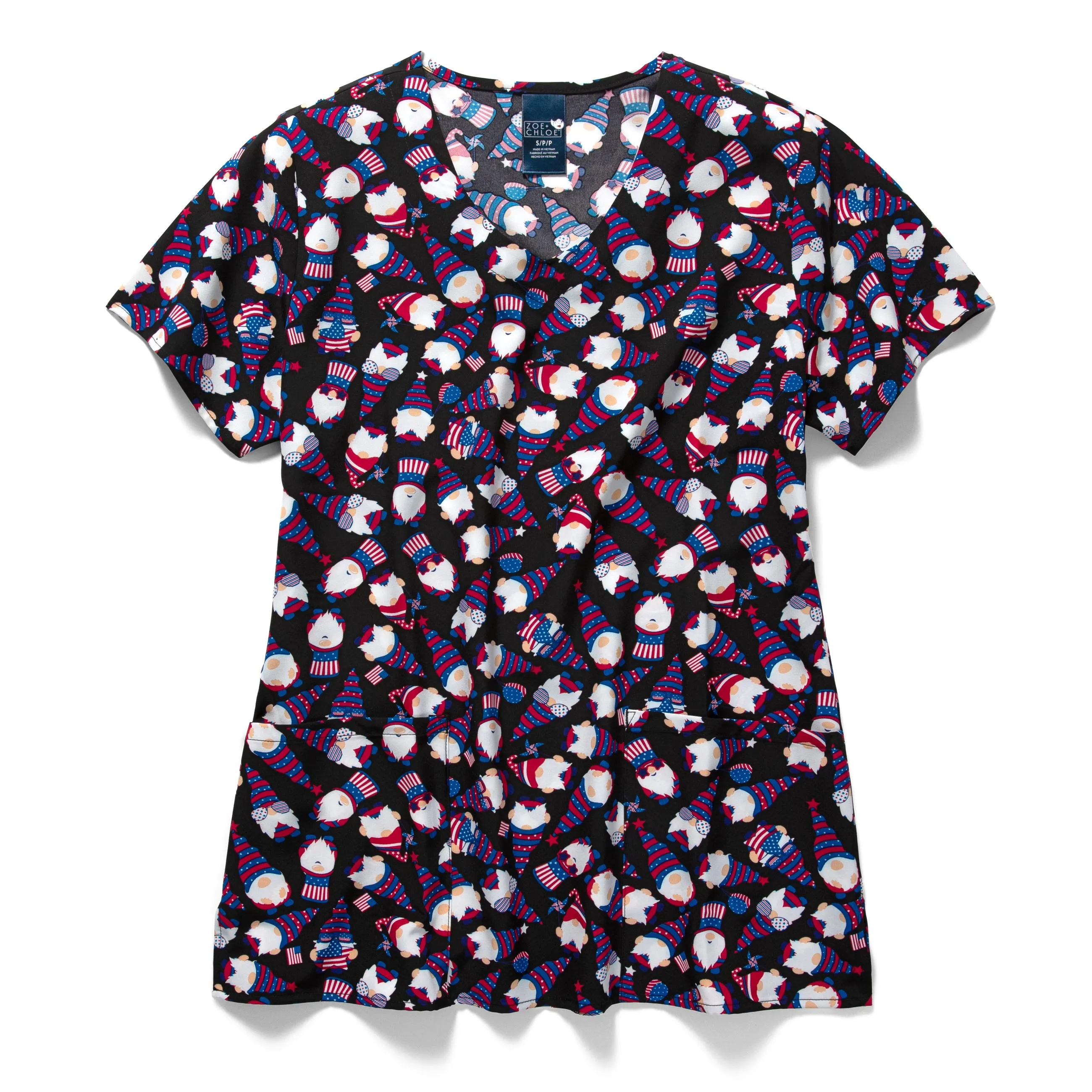 Zoe Chloe Performance V-Neck Print Scrub Top - U.S. Of Yay